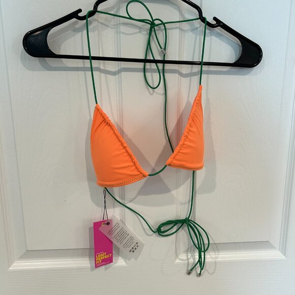 OneOne NWT Orange Tie String Bikini Top, M - Picture 3 of 7